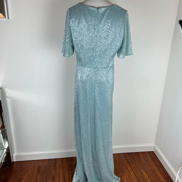 Adrianna Pappell Metallic A Line Draped Formal Dress Maxi Black Tie Size 10 - Picture 7 of 11